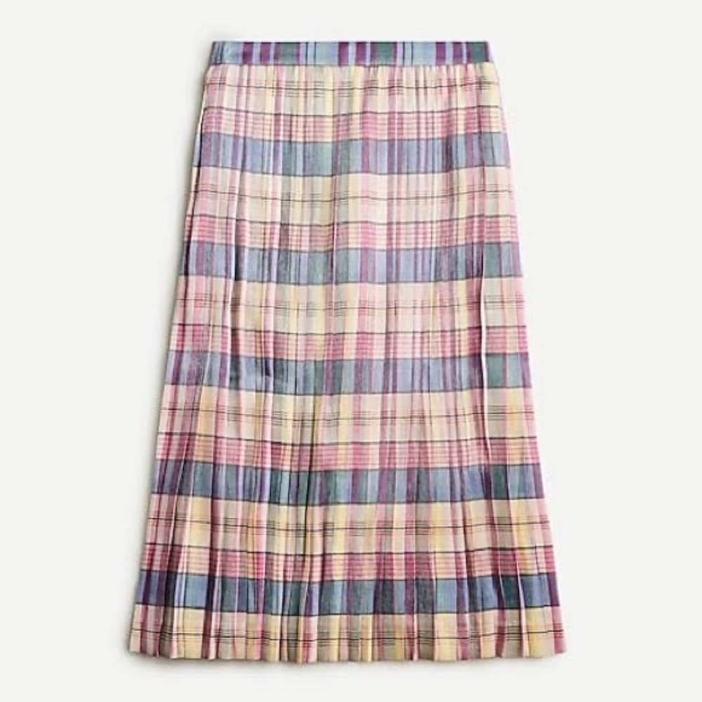 J.Crew Pleated Midi Skirt in Shimmering Plaid - Picture 4 of 7